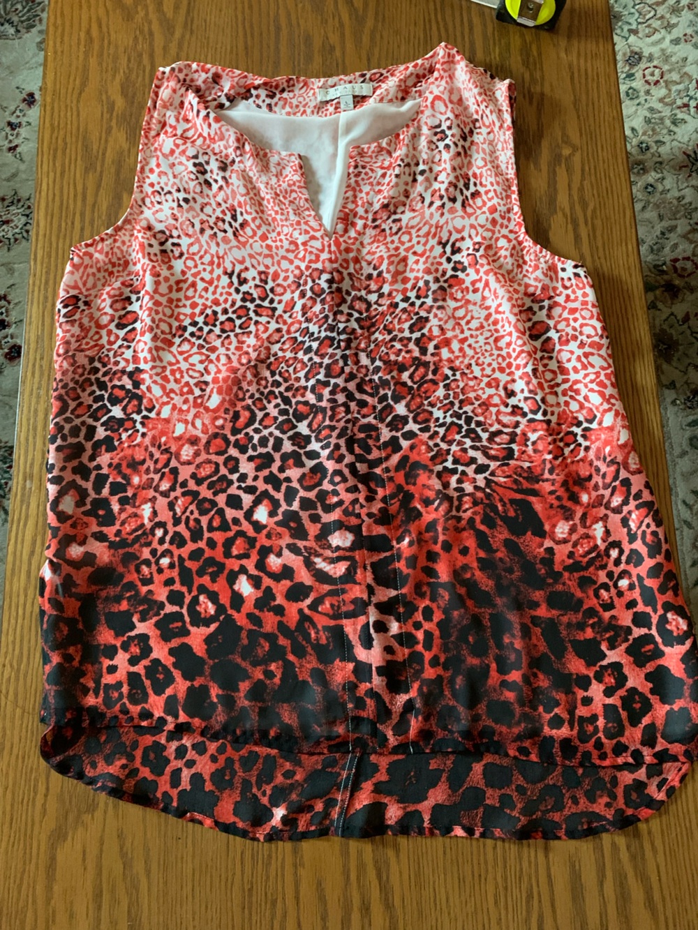Chaus Red Ombre Leopard Print Sleeveless Tunic